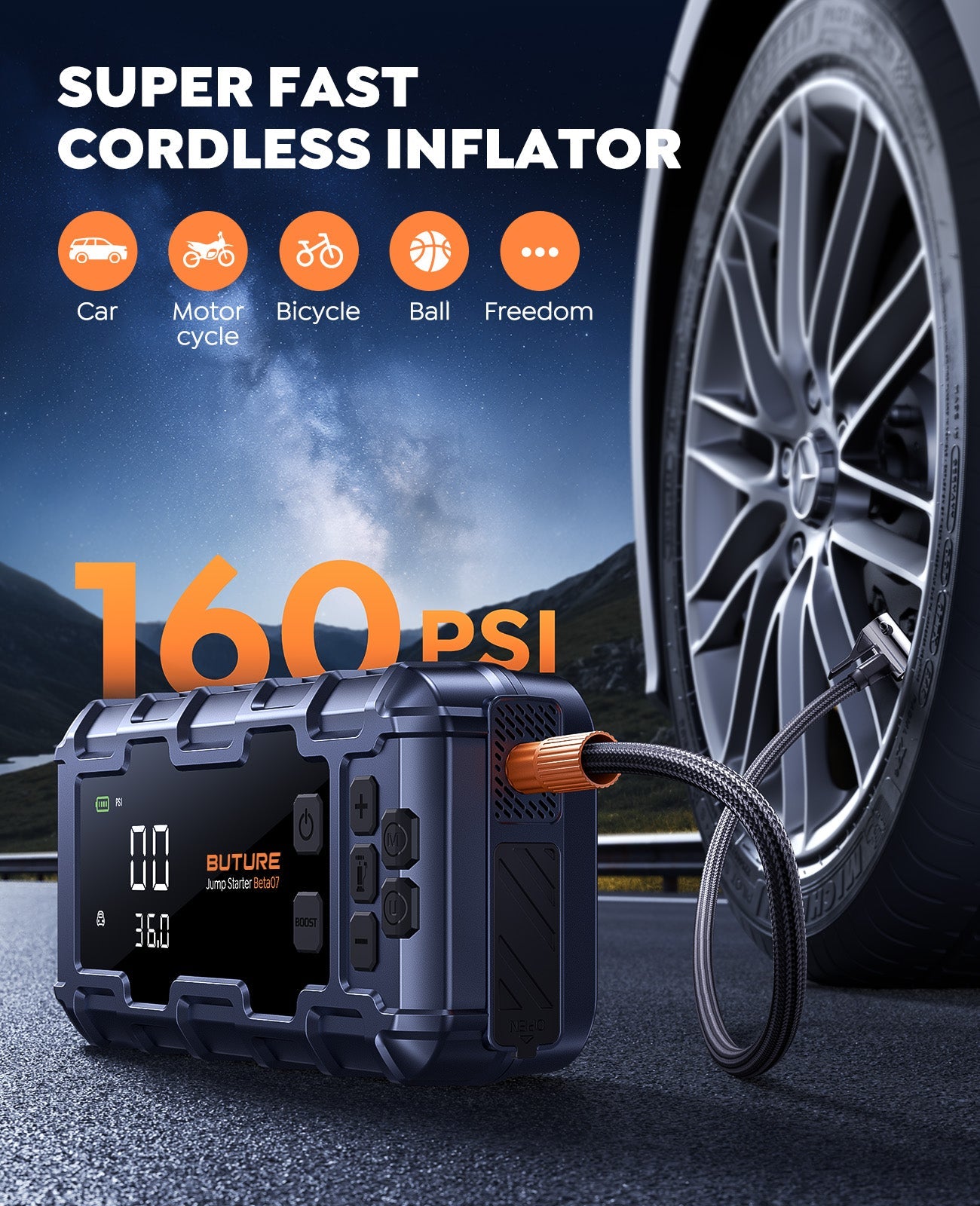 【Top-Rated】Car Jump Starter 6000A丨160PSI Smart Inflating, PD45W Fast Charge
